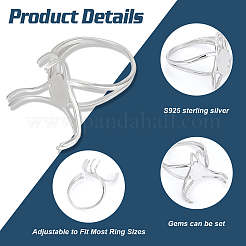 Компоненты открытого кольца-манжеты с треугольниками из стерлингового серебра с родиевым покрытием&nbsp;STER-BC0002-33