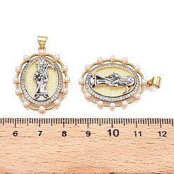 Латунные микро-паве кубические цирконии с подвесками из искусственного жемчуга ABS&nbsp;KK-T070-19G