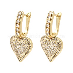Boucles d'oreilles créoles pendantes en laiton serties de micro-pavés de zirconiums cubiques&nbsp;EJEW-G471-15G