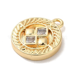 Breloques en laiton avec zircone cubique de micro pave&nbsp;KK-D071-01G