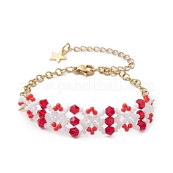 Bracciali di perline di vetro fatti a mano per le donne&nbsp;BJEW-MZ00133-02