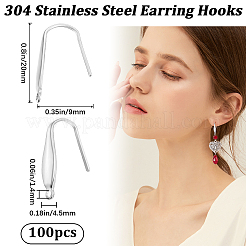 100 шт. крючки для сережек из нержавеющей стали 304&nbsp;STAS-BBC0004-03