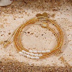 3шт. стеклянные круглые плетеные бусины-браслеты для женщин&nbsp;UE2399-1