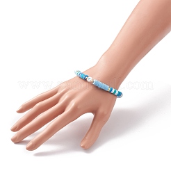 Bracelets extensibles de perles heishi en argile polymère&nbsp;BJEW-JB05708-04