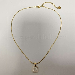 Колье с квадратной подвеской из натуральной ракушки&nbsp;EH4295-1