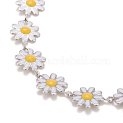 Gänseblümchen-Gliederkette aus Emaille&nbsp;NJEW-P220-01P-01