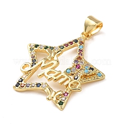 Ciondoli per la festa della mamma in ottone con micro pavé di zirconi cubici colorati&nbsp;KK-B185-01G-04