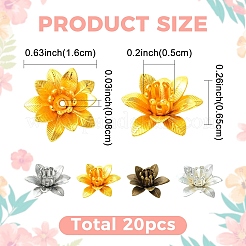 20 Stück 4 Farben 3D Messing Perlenkappen&nbsp;KK-YW0004-73