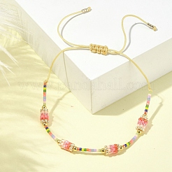 Braccialetto a maglie con colonna di semi di vetro&nbsp;BJEW-MZ00030-02