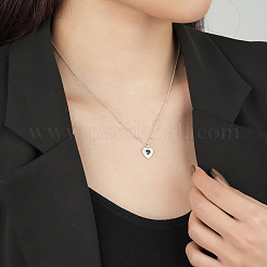 Collier vintage S925 en argent avec cœur vert pour grand-mère&nbsp;WN7551-2