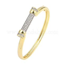 Латунные браслеты с микропаве из прозрачных кубических цирконий для женщин&nbsp;BJEW-D368-01G