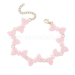 Pulseras de eslabones con lazo y cuentas de vidrio para mujer&nbsp;BJEW-MZ00207-02