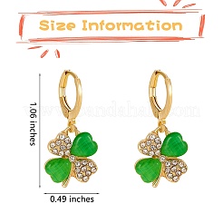 Trèfle à quatre feuilles boucles d'oreilles alliage huggie boucles d'oreilles vert trèfle boucles d'oreilles strass boucles d'oreilles st patrick's day oreille bijoux cadeau pour les femmes&nbsp;JE1083A