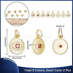 16 шт. 8 цвета латунные подвески с микропаве и кубическим цирконием&nbsp;KK-HY0001-39