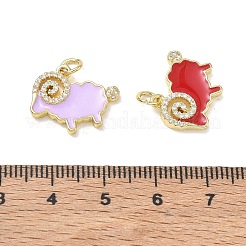 Micro pavé di zirconi chiari in ottone con pendenti smaltati&nbsp;KK-CBAD872-16G