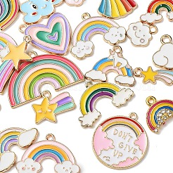 25 шт. 25 стильные подвески из светлого золотого сплава с эмалью&nbsp;ENAM-YW0001-82