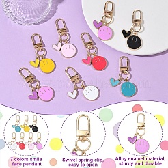 35 шт. подвеска в виде улыбающегося лица и сердца из двухцветного сплава с эмалью&nbsp;HJEW-YW00286