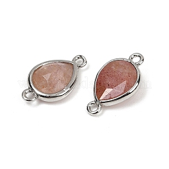 Breloques connecteurs à facettes en quartz fraise naturel&nbsp;G-L514-048G-02