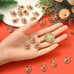 20 шт. подвески из эмалевого сплава в виде рождественского колокольчика&nbsp;ENAM-YW0006-08