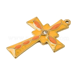 Pendentifs en acier inoxydable 304 avec émail orange&nbsp;SA-CBAA1A1-01G