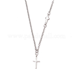 2 шт. 2 цвета крест 304 нержавеющая сталь кулон ожерелье для женщин&nbsp;NJEW-JN05200