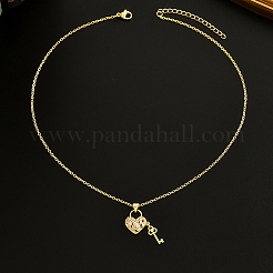 Элегантные латунные ожерелья с подвеской в форме сердца из прозрачных кубических цирконий для женщин&nbsp;TC5347