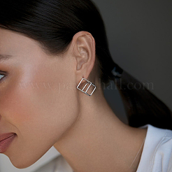 Boucles d'oreilles géométriques argentées carrées et triangulaires&nbsp;GU8226-1