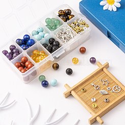 192pcs 8 Arten 10mm Edelsteinperlen Chakra Yoga Heilstein-Kits&nbsp;G-LS0001-02C