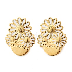 Серьги-гвоздики из нержавеющей стали 304 в форме цветка&nbsp;EJEW-V016-10G-02