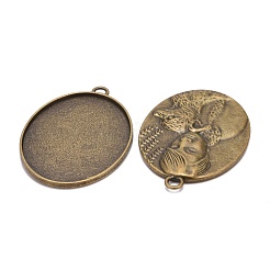 Pendentif cabochon homme et chien sculptés en alliage tibétain sculpté&nbsp;TIBEP-M018-27AB-NF