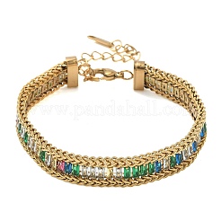 Bracelets doubles rangs en acier inoxydable 304 et verre&nbsp;BJEW-F540-08G