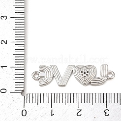Подвески-соединители Love из латуни с микропаве из прозрачных кубических цирконий&nbsp;KK-G544-39P