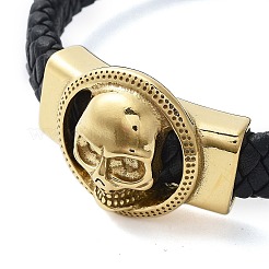 Pulseras de cordón de cuero sintético negro trenzado para hombre&nbsp;BJEW-K243-39A-G