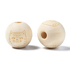 Perles européennes en bois naturel non fini&nbsp;WOOD-S045-152