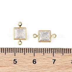 Messing Pavé klar Zirkonia quadratische Verbindungsstück Charms&nbsp;XGRQ2O493-447G