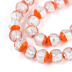 Светящиеся бусины ручной работы из серебряной фольги в технике лэмпворк&nbsp;FOIL-N029-03D