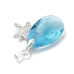 Pendentifs en forme de larme en alliage et en verre sur le thème de l'océan&nbsp;PALLOY-JF03881