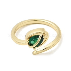 Anelli aperti con polsino in ottone micro pavé di zirconi cubici per donna&nbsp;RJEW-L343-01G-03