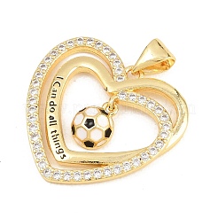 Pendentifs en laiton sertis de micro-pavés de zircone cubique sur le thème du football&nbsp;KK-A297-09B-G