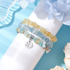 3 juego de pulseras elásticas con chips de aventurina&nbsp;BJEW-JB11076-05