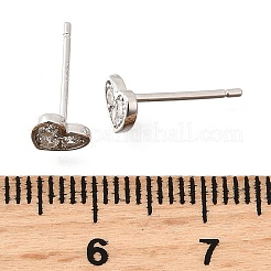 925 серьги-гвоздики в форме сердца из стерлингового серебра с прозрачным кубическим цирконием&nbsp;EJEW-Q030-02P