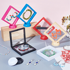 12 шт. 6-цветные квадратные прозрачные ПЭ тонкие пленочные подвесные коробки для ювелирных изделий&nbsp;ODIS-GA0001-71