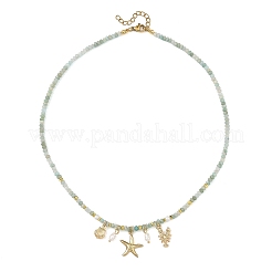 Collana da donna con ciondolo a forma di conchiglia di stella marina in ottone e lega&nbsp;NJEW-JN06418