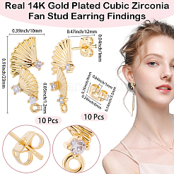 10 шт. латунная фурнитура для сережек-гвоздиков с микропаве из кубического циркония&nbsp;KK-BBC0020-35