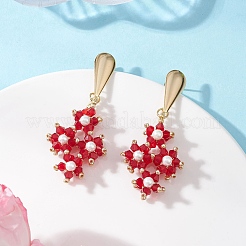 3 пара стеклянных сережек-гвоздиков с подвесками&nbsp;EJEW-MZ00626