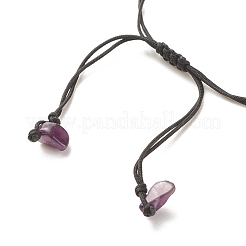 Geflochtenes Perlenarmband aus natürlichen Amethystsplittern&nbsp;BJEW-JB08019-09