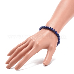 Bracelet extensible en perles rondes en lapis-lazuli naturel (teint et chauffé)&nbsp;BJEW-JB08368