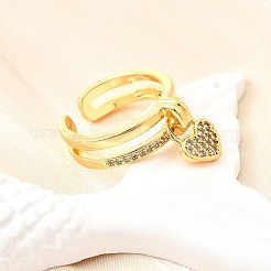 Манжеты из латуни с микро паве кубический цирконий для женщин&nbsp;RJEW-F184-14G