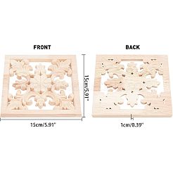 Artisanat d'applique onlay sculpté en bois massif naturel&nbsp;WOOD-FH0001-13