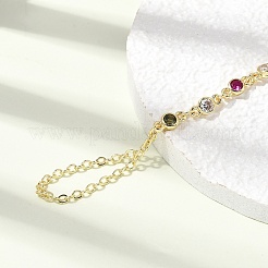 Bracelets mitaines en laiton avec micro pavé de zircons cubiques&nbsp;BJEW-C156-01G-01